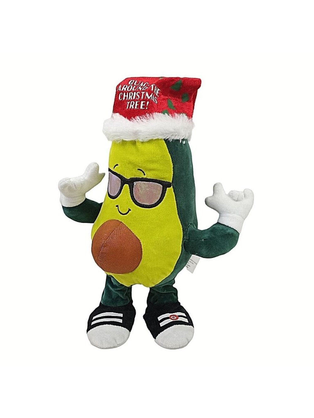 Guac Around The Christmas Tree Singing Dancing Avocado Plush Gemmy Polyester 14"